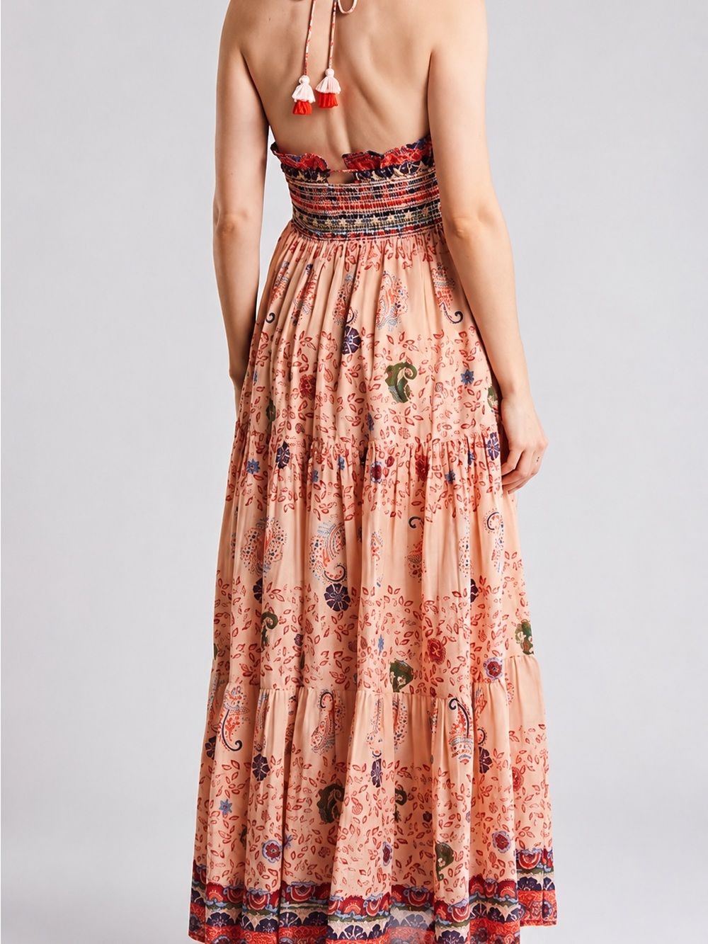 RAGA Peach Floral Paisley Halter Maxi Dress - Picture 2 of 10